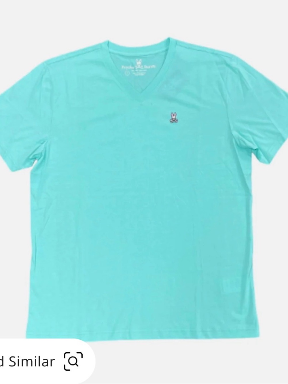 Psycho Bunny V Neck Short Sleeve Aqua Pima Cotton Tee, Size 6